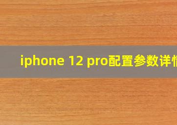 iphone 12 pro配置参数详情